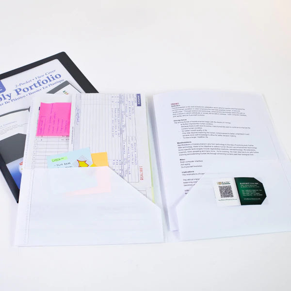 BAZIC 2-Pocket Poly Portfolios w/ View Cover Sold in 48 Units