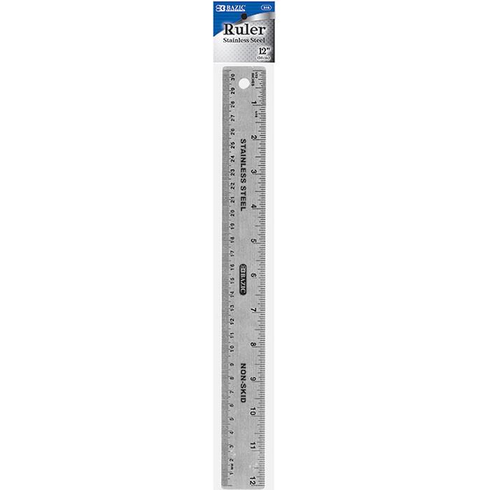 BAZIC 12" (30cm) Stainless Steel Ruler w/ Non Skid Back Sold in 24 Units