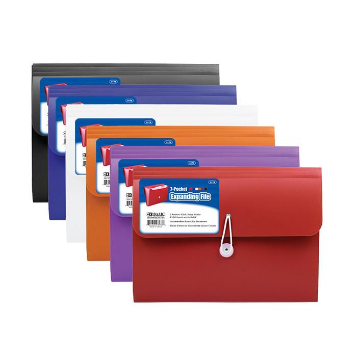 BAZIC 7-Pocket Letter Size Poly Expanding File Sold in 12 Units