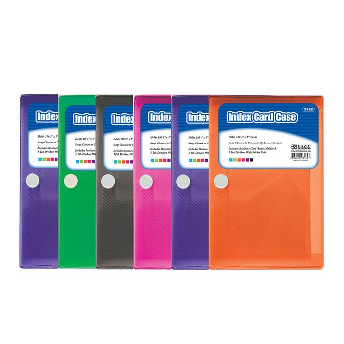 BAZIC 3" x 5" Index Card Case w/ 5 Tab Dividers Sold in 36 Units