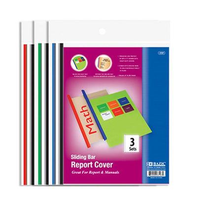 BAZIC Clear Front Report Covers w/ Sliding Bar (3/Pack) Sold in 12 Units