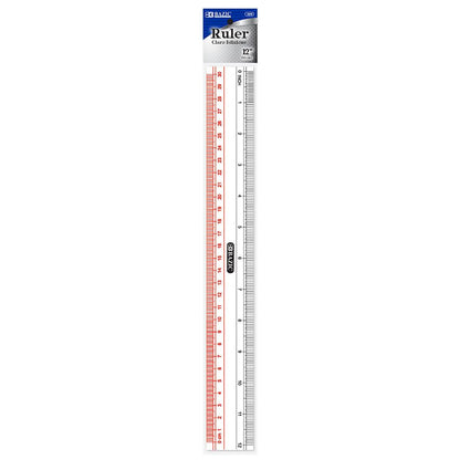 BAZIC Claro 12" (30cm) Transparent Plastic Ruler Sold in 24 Units