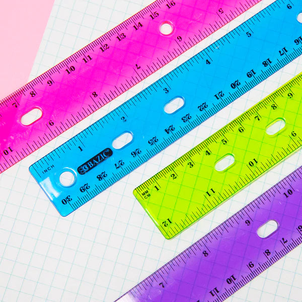 BAZIC 12" (30cm) Jeweltones Color Ruler (4/Pack) Sold in 24 Units