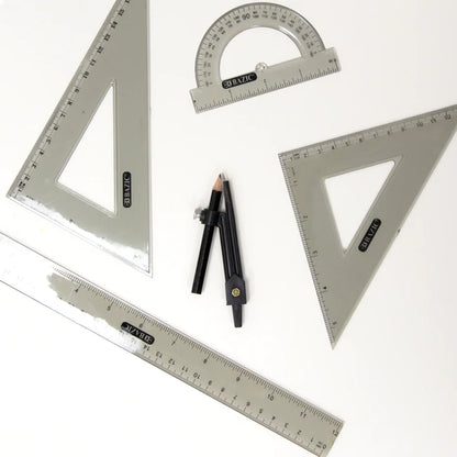 BAZIC 4-Piece Geometry Ruler Combination Sets w/ Compass Sold in 24 Units