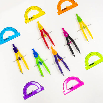 BAZIC 4-Piece Geometry Ruler Combination Sets w/ Center Wheel Compass Sold in 24 Units