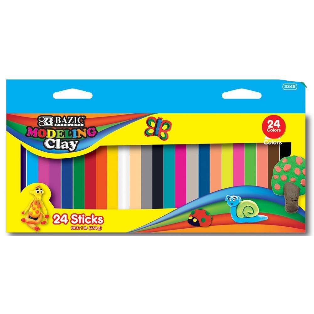 BAZIC 24 Colors 454g /16oz. Modeling Clay Sticks Sold in 24 Units