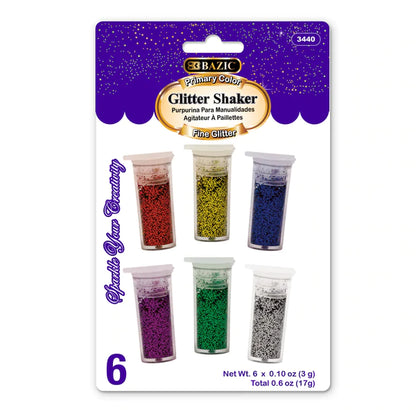 BAZIC 3g/0.10oz Primary Color Glitter Shakers Sold in 24 Units