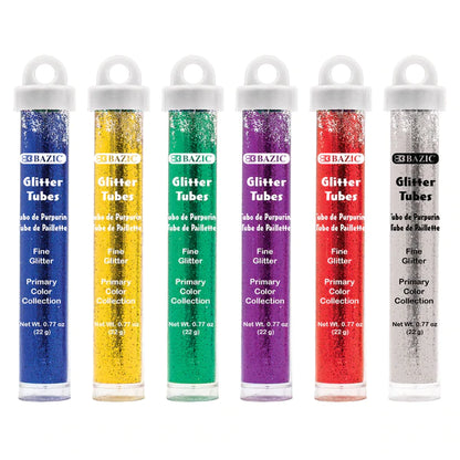 BAZIC 22g/0.77oz Primary Color Glitter Shakers w/ PDQ Sold in 24 Units