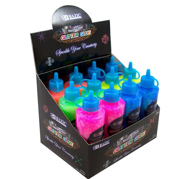 BAZIC 120mL/4oz Neon Color Glitter Glue Sold in 12 Units