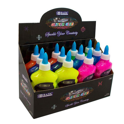 BAZIC 200mL/6.76oz Neon Color Glitter Glue Sold in 12 Units