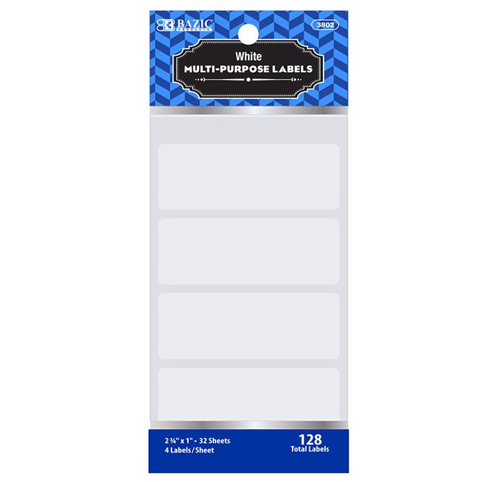 BAZIC 2 3/4" X 1" White Multipurpose Label (128/Pack) Sold in 24 Units