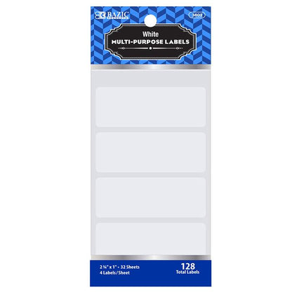 BAZIC 2 3/4" X 1" White Multipurpose Label (128/Pack) Sold in 24 Units