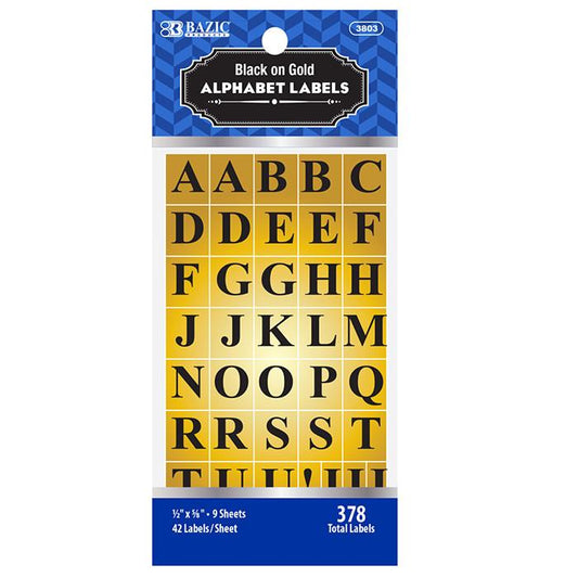 BAZIC Gold Foil Alphabet Label (378/Pack) Sold in 24 Units