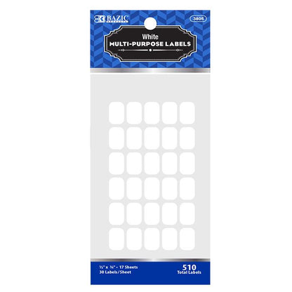 BAZIC 1/2" X 3/4" White Multipurpose Label (510/Pack) Sold in 24 Units