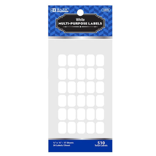 BAZIC 1/2" X 3/4" White Multipurpose Label (510/Pack) Sold in 24 Units