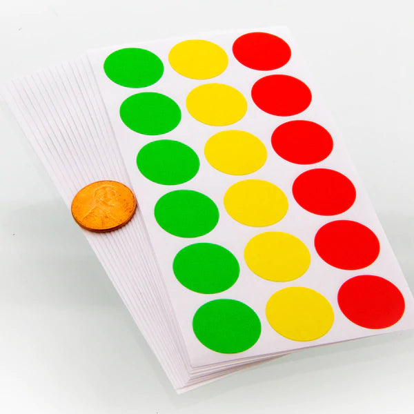BAZIC Assorted Color 3/4" Round Label (306/Pack) Sold in 24 Units