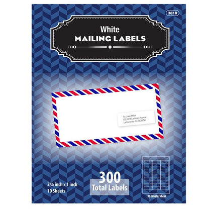 BAZIC 1" X 2 5/8" White Address Labels (300/Pack) Sold in 24 Units