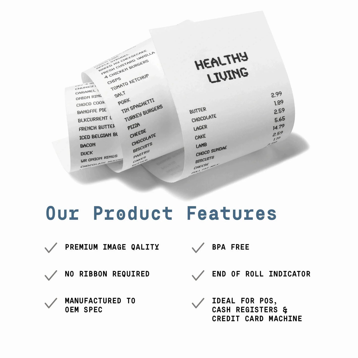 2 1/4" x 70' (50 Rolls) Thermal Paper Roll