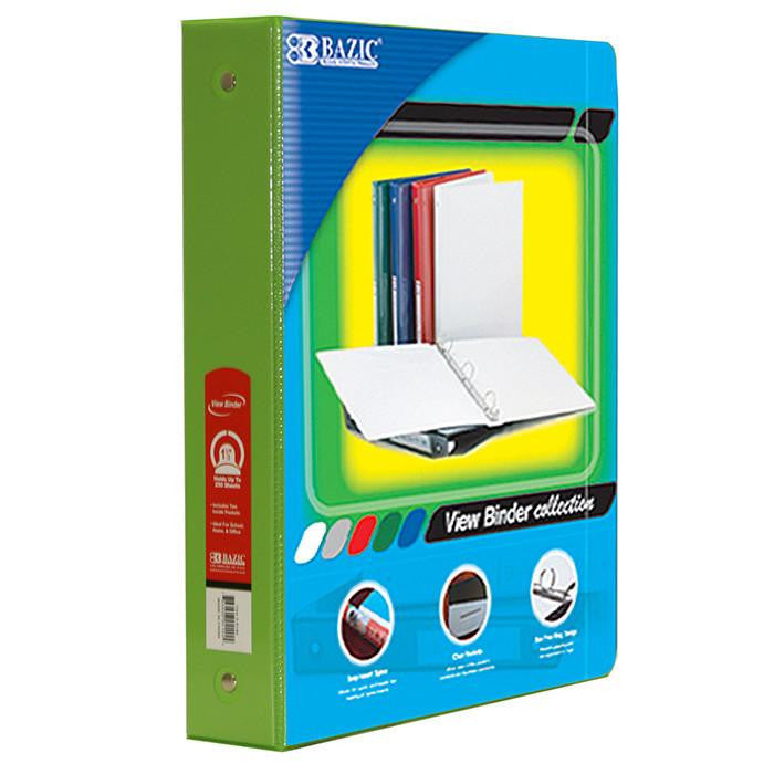 Bazic 1 1/2" Lime Green 3-Ring View Binder w/ 2 Pockets Sold in 12 Units