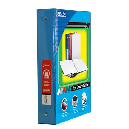 Bazic 1 1/2" Cyan 3-Ring View Binder w/ 2 Pockets Sold in 12 units