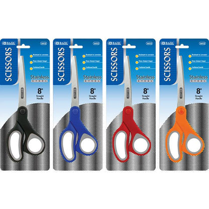 BAZIC 8" Soft Grip Stainless Steel Scissors Sold in 24 Units