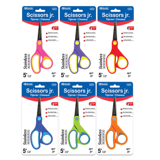 BAZIC 5" Soft Grip Pointed Tip Stainless Steel Scissors Sold in 24 Units