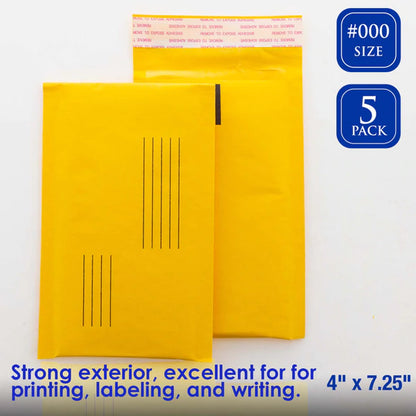 BAZIC 4" X 7.25" (#000) Self-Seal Bubble Mailers (5/Pack) Sold in 24 Units
