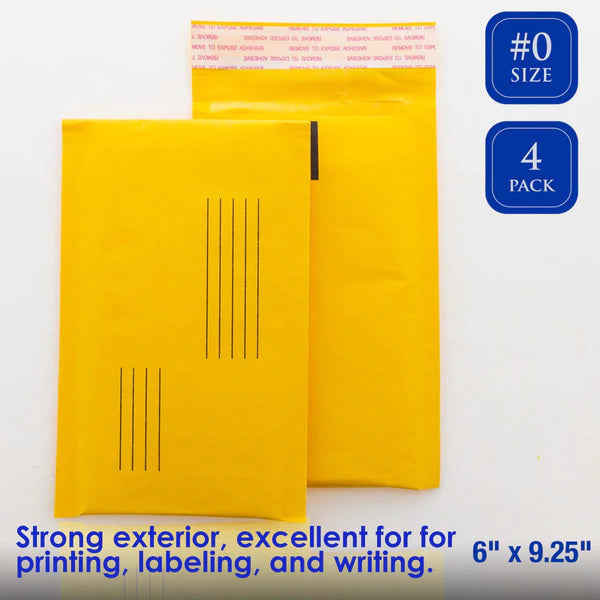 BAZIC 6" X 9.25" (#0) Self-Seal Bubble Mailers (4/Pack) Sold in 24 Units