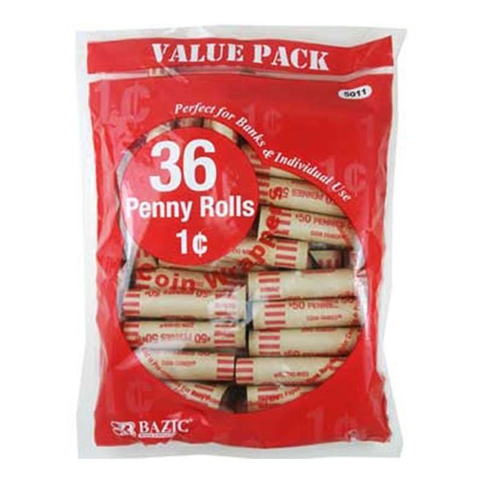 BAZIC Penny Coin Wrappers (36/Pack) Sold in 50 Units