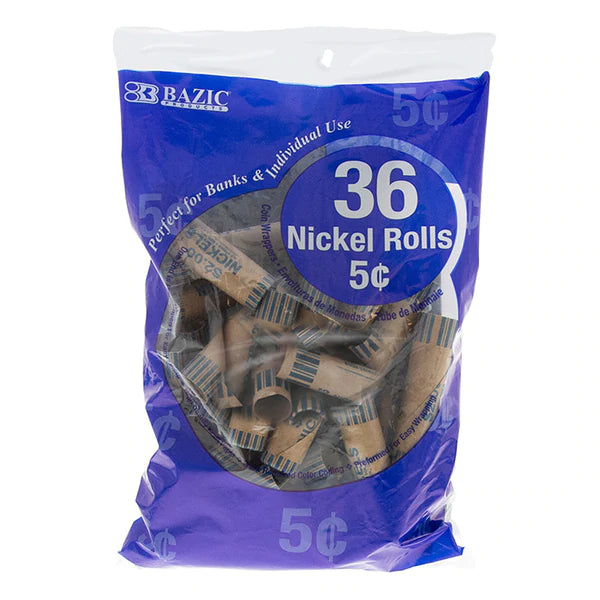 BAZIC Nickel Coin Wrappers (36/Pack) Sold in 50 Units