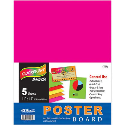 BAZIC 11" x 14" Multi color Florescent Poster Board (5/Pack) Sold in 48 Units