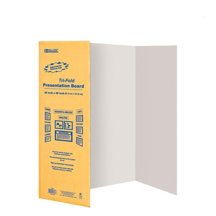 BAZIC 36" X 48" White Tri-Fold Corrugated Presentation Boards Sold in 24 Units