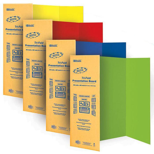 BAZIC 36" X 48" Assorted Color Tri-Fold Corrugated Presentation Board Sold in 24 Units