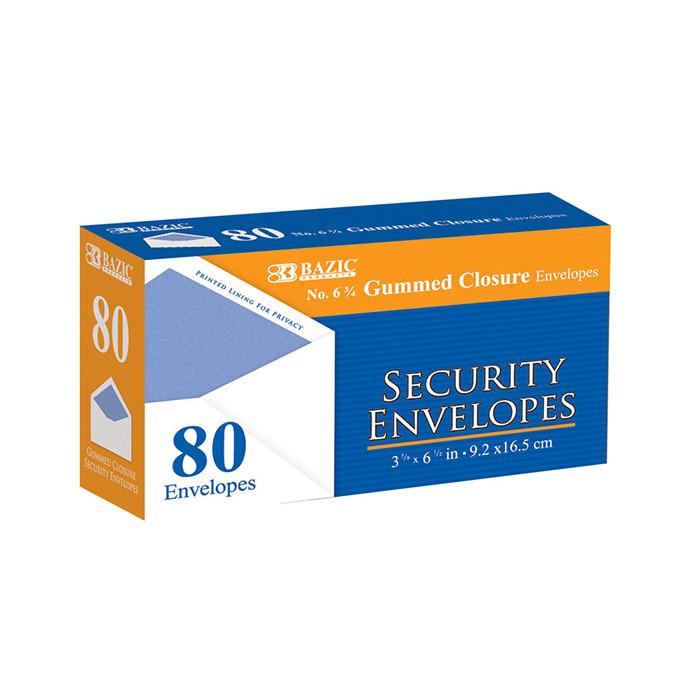 BAZIC #6 3/4 Security Envelope w/ Gummed Closure (80/Pack) Sold in 24 Units
