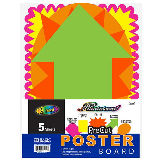 BAZIC Fluorescent Pre-Cut Poster Board Shapes Sold in 48 Units