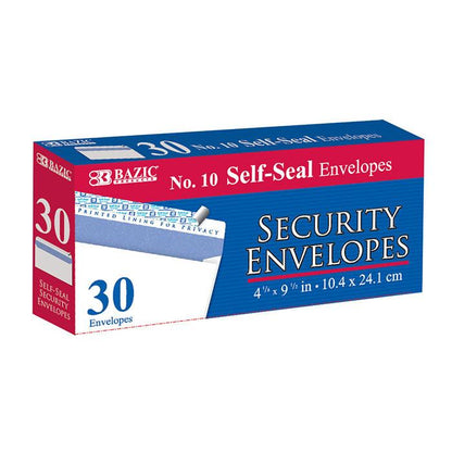 BAZIC #10 Self-Seal Security Envelope (30/Pack) Sold in 24 Units