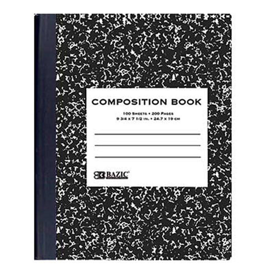 BAZIC W/R 100 Ct. Black Marble Composition Book Sold in 48 Units