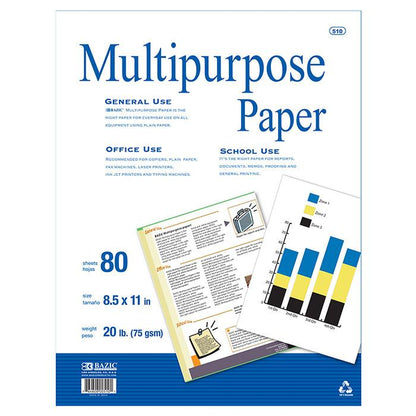 BAZIC 80 Ct. White Multipurpose Paper Sold in 50 Units