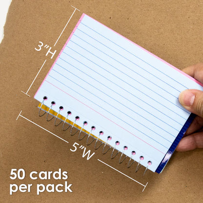 BAZIC 50 Ct. Spiral Bound 3" X 5" Ruled Colored Index Card Sold in 36 Units