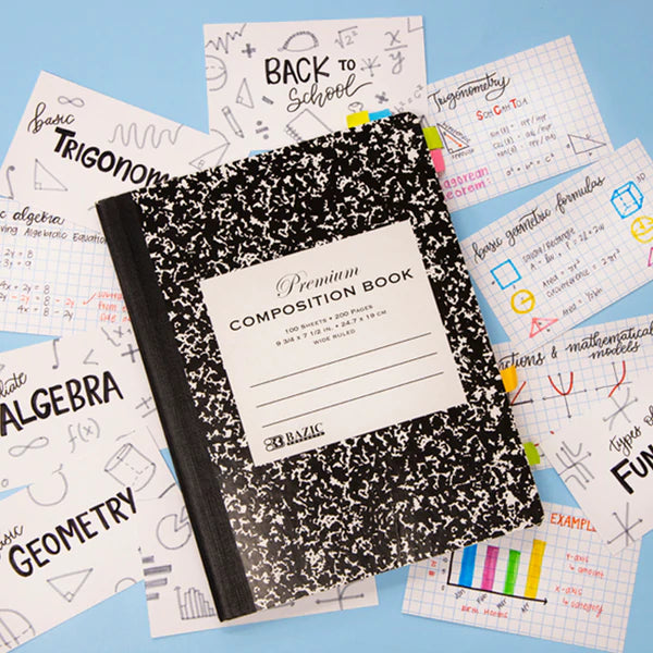 BAZIC W/R 100 Ct. Black Marble Composition Book Sold in 48 Units