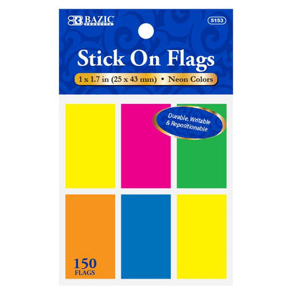 BAZIC 25 Ct. 1" X 1.7" Neon Color Standard Flags (6/Pack) Sold in 24 Units