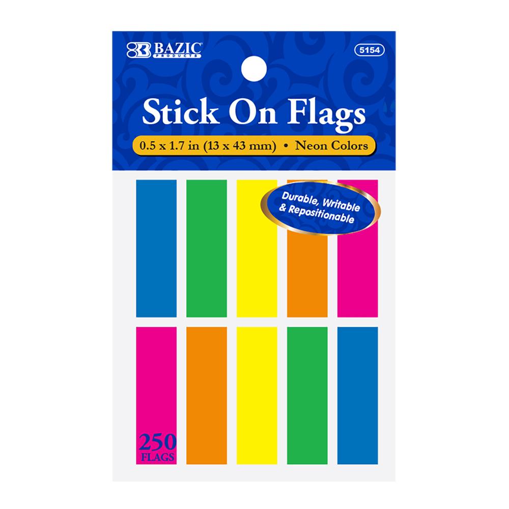 BAZIC 25 Ct. 0.5" X 1.7" Neon Color Coding Flags (10/Pack) Sold in 24 Units