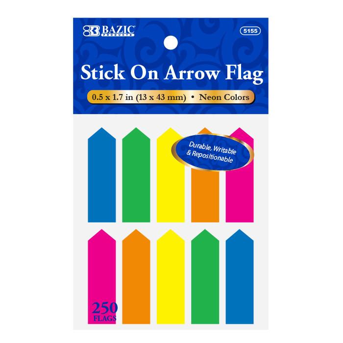 BAZIC 25 Ct. 0.5" X 1.7" Neon Color Arrow Flags (10/Pack) Sold in 24 Units