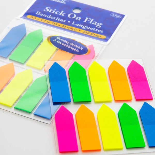 BAZIC 25 Ct. 0.5" X 1.7" Neon Color Arrow Flags (10/Pack) Sold in 24 Units