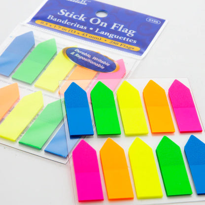 BAZIC 25 Ct. 0.5" X 1.7" Neon Color Arrow Flags (10/Pack) Sold in 24 Units