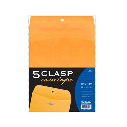 BAZIC 9" X 12" Clasp Envelope (5/Pack) Sold in 48 Units