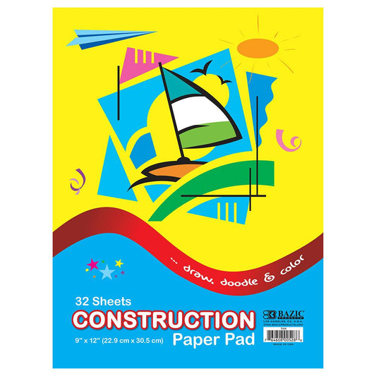 BAZIC 32 Ct. 9" X 12" Construction Paper Pad Sold in 48 Units