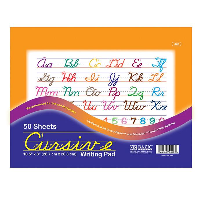 BAZIC 50 Ct. 10.5" X 8" Cursive Writing Pad Sold in 48 Units