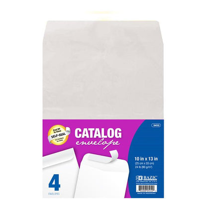 BAZIC 10" x 13" Self-Seal White Catalog Envelope (4/Pack) Sold in 48 Units