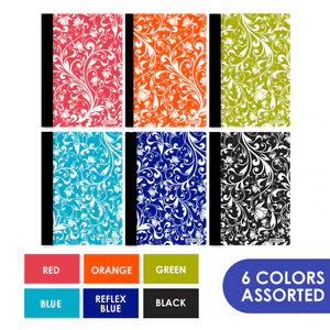 80 Ct. 5" x 7" Floral Poly Cover Personal Composition Book Sold in 48 Units